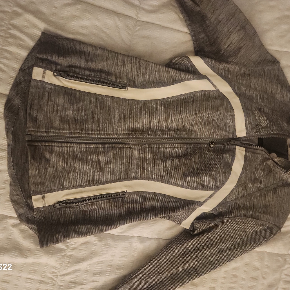 Lululemon Athletica Charcoal and Ivory Zip-Up Hoodie